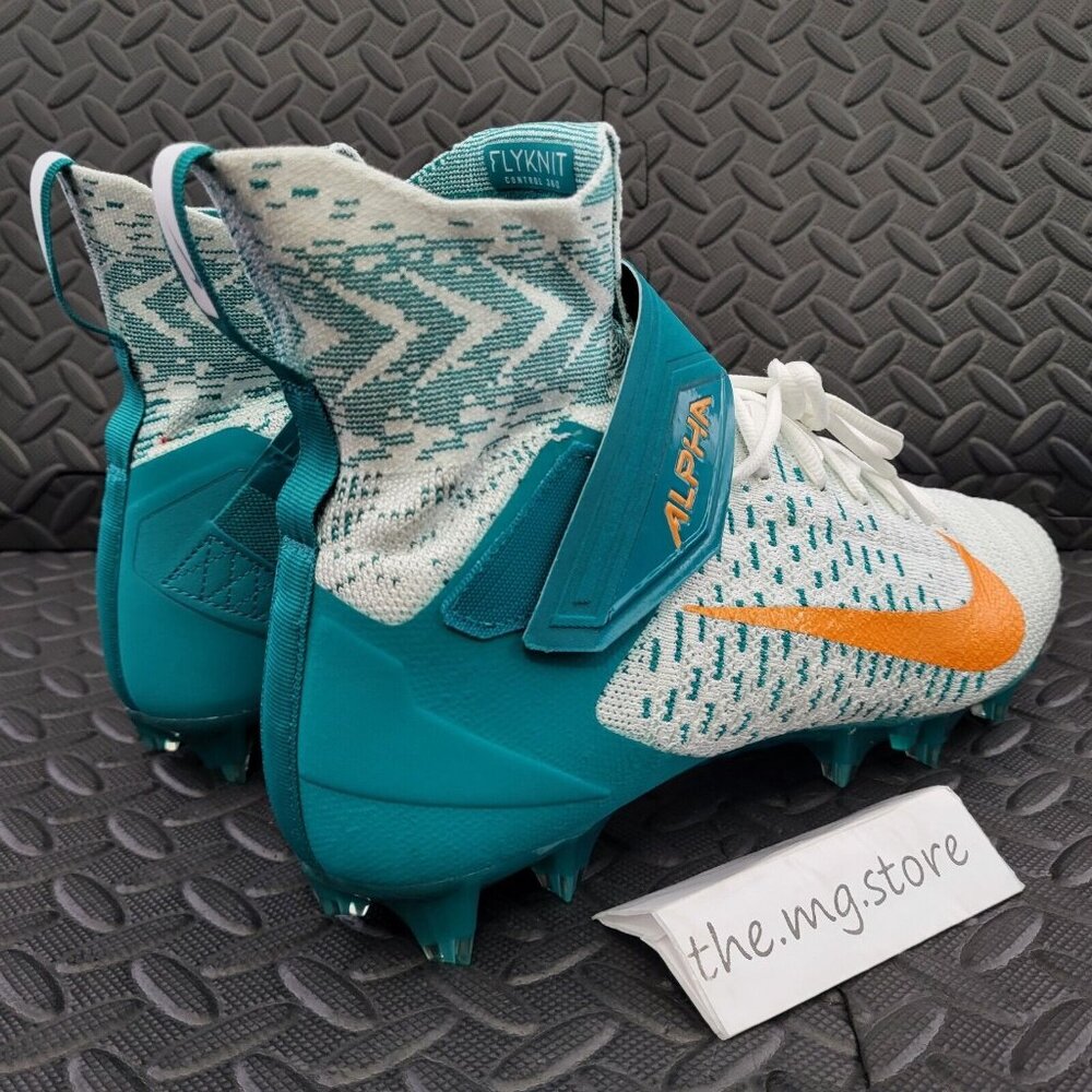 Nike Alpha Menace Elite 2 Football Cleats Miami Dolphins BV2077-108 Men's Sz 13 - Picture 3 of 8